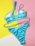 Sexy Blue Metal Chain 2PCS Bikini Swimwear