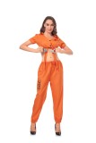 Women Halloween Costume Prisoner Uniform Role-playing Cosplay Female Adult