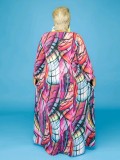 Wholesale Tie Dye Print Long Sleeve Loose Plus Size Maxi Dress