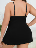 Plus Size Black Lace Trim Nightdress Sexy lingerie