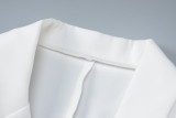 White Chic Long Sleeve Button Ruffle Blazer Dress