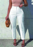 Solid High Waist Chic Trousers