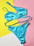 Sexy Blue Metal Chain 2PCS Bikini Swimwear