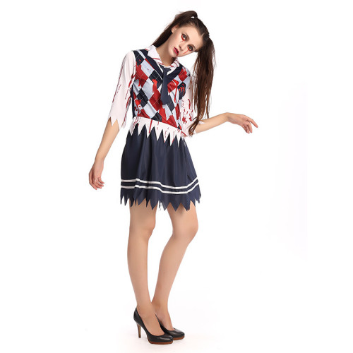 Halloween Costume Ghost Student Women Costume Zombie Cosplay Blood Stain Student Costume Horror Party Vampire Show