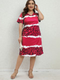 Wholesale Plus Size Leopard Print Loose Casual Dress