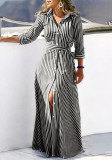 Print Long Sleeve Maxi Shirt Dress