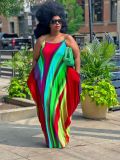 Plus Size Colorful Print Casual Loose Cami Maxi Dress