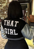 Wholesale Patchwork PU Leather Button Down Letter Embroidered Baseball Jacket