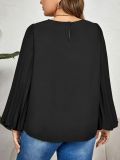 Black Long Sleeve Round Neck Casual Top
