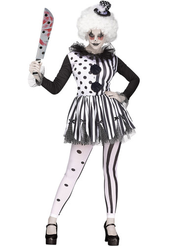 Halloween Clown Costume Black White Clown Circus Trainer Cosplay