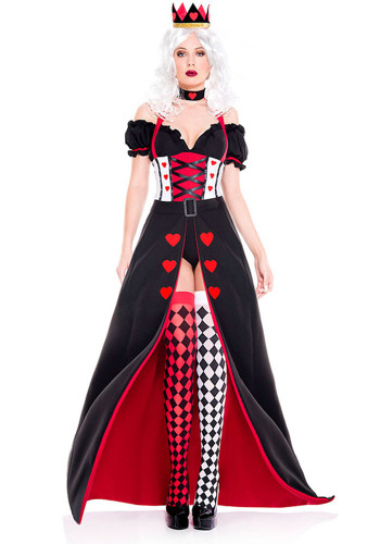 Halloween Cosplay Princess of Hearts Queen Alice in Wonderland Red Queen Dress