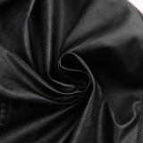 Wholesale Black PU Leather Long Sleeve Hood Crop Jacket