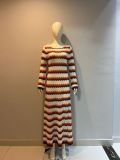 Knitting Stripe Hollowed Contrast Holidays Beach Maxi Dress