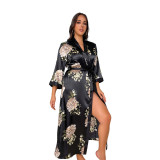 Plus Size Print Casual Loose Sexy Night-robe
