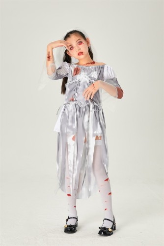 Kids Halloween Costume Ghost Bride Ghost Doll Party Movie Role-playing Kid's Cosplay