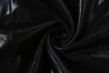 Sexy Black Long Sleeve Zipper Top and Shorts 2PCS Set