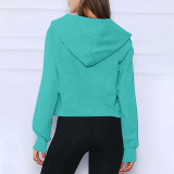 Fall Winter Ladies Sports 1/2 Zipper Front Pocket Loose Fleece Hoodie Sweater