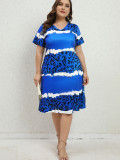 Wholesale Plus Size Leopard Print Loose Casual Dress
