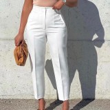 Solid High Waist Chic Trousers