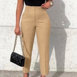 Solid High Waist Chic Trousers