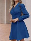 Solid Double Breasted Long Sleeve Blazer Dress