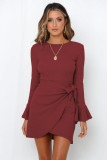 Fashion Solid Flare Sleeve Sweater Dress