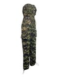 Sexy Strapless Camo Print Slim Waist Zipper Jumpsuit