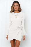 Fashion Solid Flare Sleeve Sweater Dress