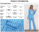 Trendy Striped Blazer Wide-Leg Trousers 2PCS Suit