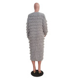 Tassel Knitting Long Cardigan Coat