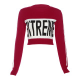 Fashion Knitted Letter Pullover Cropped Sweater