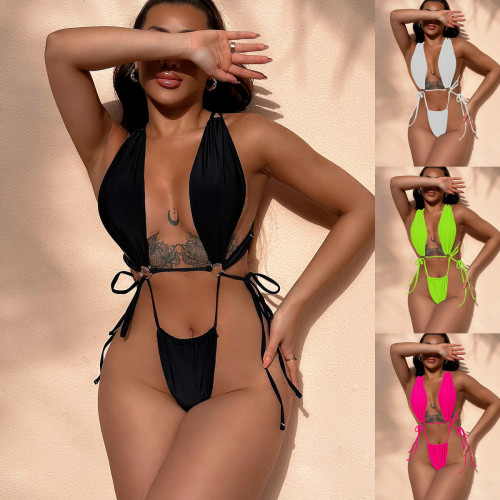 Womens Sexy Solid One Piece Bikini Swimswear