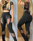 Patchwork Sexy Fashion See Through Tight Pants
