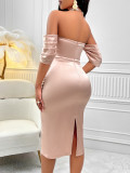 Sexy Solid Off Shoulder Ruched Bodycon Dress