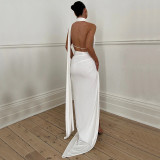 Sexy Hollow Backless High Slit Maxi Dress