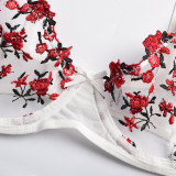 See Through Lingerie Floral Embroidered Two-Piece Bra Pantie Underwear Set