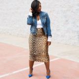 Casual Leopard Print Midi Skirt