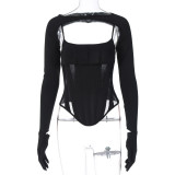 Sexy Slim Cami Top Long Sleeve Shrug Set with Gloves