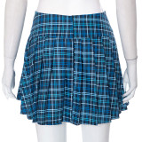 Contrast Multi Color Plaid Pleated Skirt