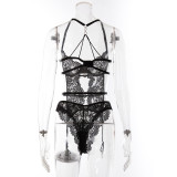 Strappy Back Hollow Out Sexy Lace Two Piece Underwear