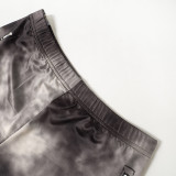 Print Patchwork Long Sleeve Zipper Top and Pants Casual 2PCS Set