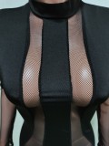 Sexy Mesh Splicing See-Through Long Sleeve Tight Romper