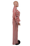 Casual Striped 2PCS Set Bishop Sleeve Top and Wide Leg Pants