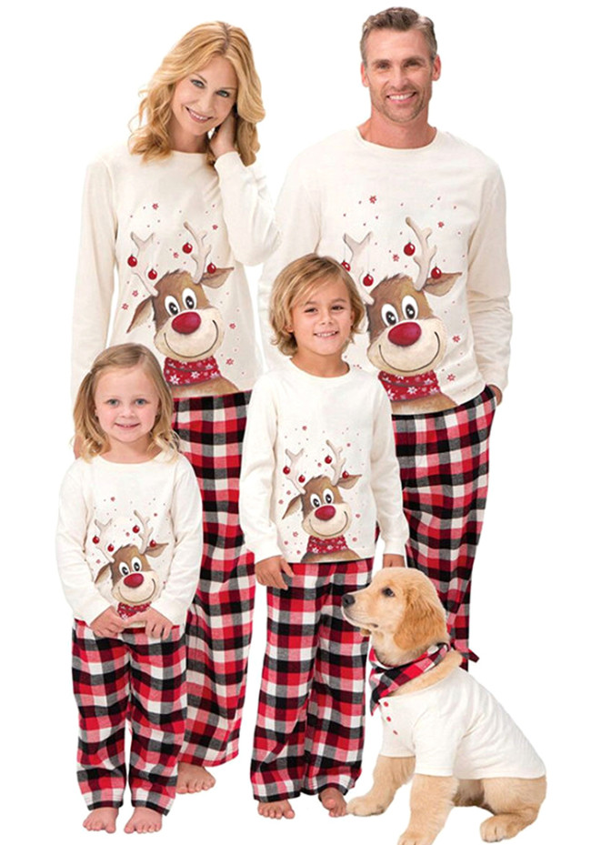 Christmas Elk Print Family Matching Long-Sleeved Pajamas Set Home Wear