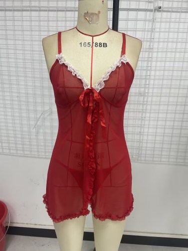 Christmas Sexy Red Lingerie Set Night Dress