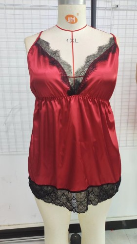 Sexy Plus Size Lingerie Slit Cami Sleeping Dress
