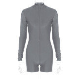 Fashion Zip Up Tight Long Sleeve Rompers