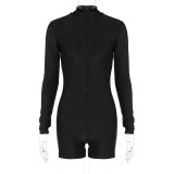 Fashion Zip Up Tight Long Sleeve Rompers