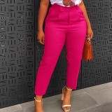 Chic Solid OL Career Pants African High-Waisted Casual Trousers