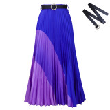 Plus Size Fashion Elastic Long Pleated Skirt with Belt